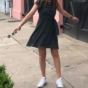 Loft Poka-Dot Green Dress